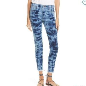 FRAME Womens Size 27 Tie Dye High Rise Raw Hem Ankle Skinny